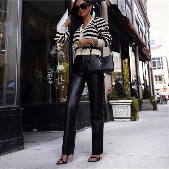 AGOLDE Recycled Leather Black Pants 24 - Picture 4 of 9